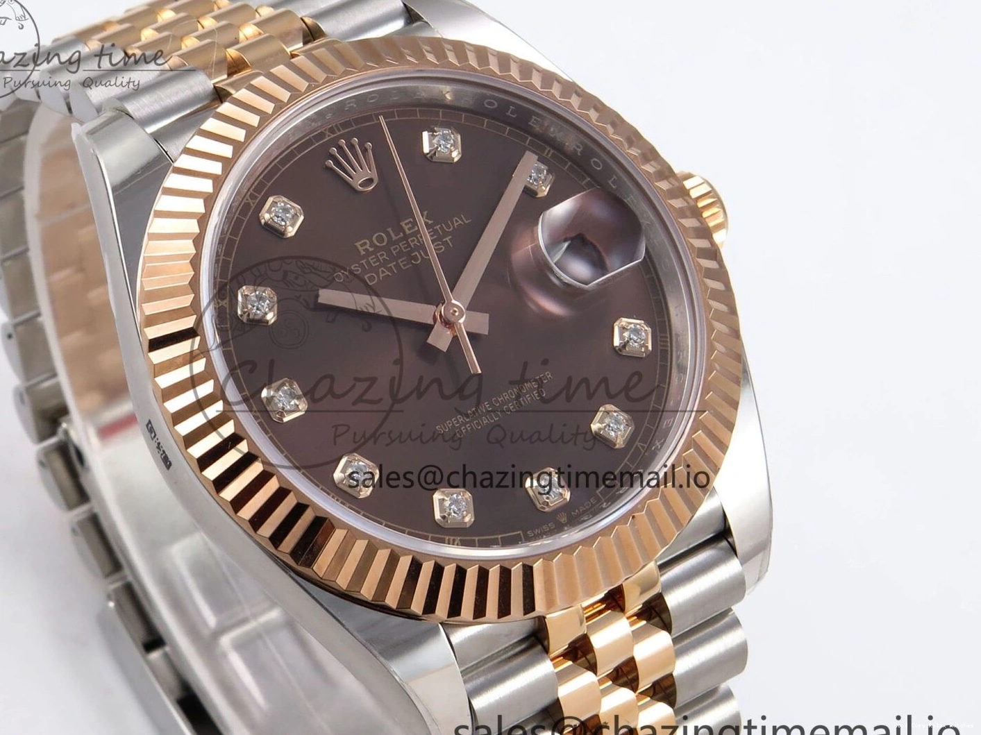Good Copy Rolex Watches SH3235（Gain ARF Edition 126331 SS Brown DateJust Bracelet 1111 on RG Jubilee 1:1 41 Diamonds 904L Best Thermal Steel Weight） Dial 1230